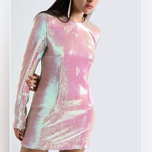 BALMAIN iridescent satin crepe dress